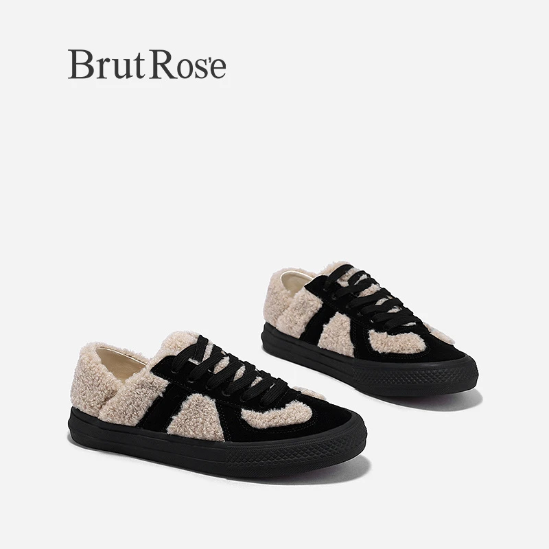 BrutRose冬季新款可踩后跟毛毛鞋保暖棉鞋女冬加绒休闲板鞋子