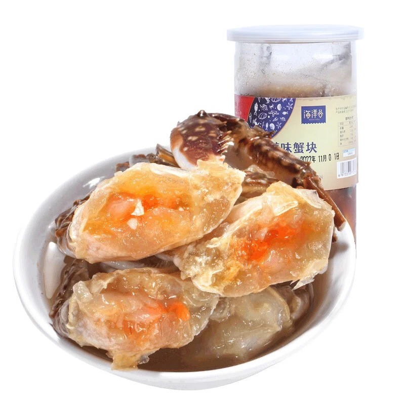 海洋谷 醇味蟹块 醉蟹块即食生腌咸蟹醉螃蟹红膏呛蟹宁波特产600g