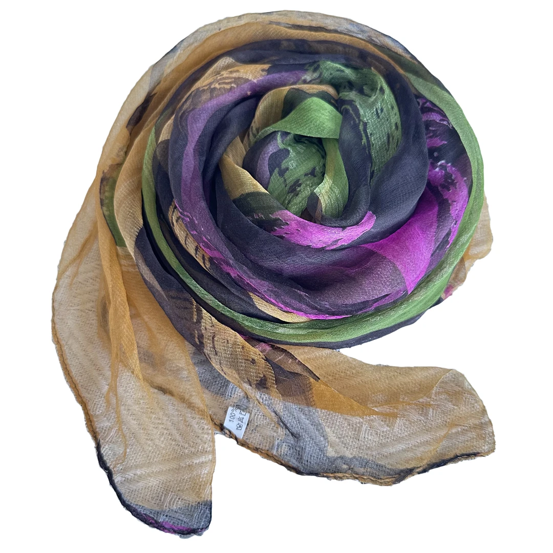 【红绿条纹】杭州桑蚕丝洋气女士百搭薄款透气亲肤时尚气质夏季披肩