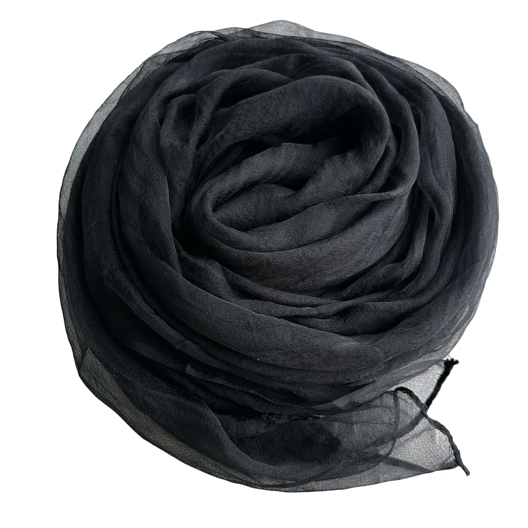 【黑色】时尚春秋休闲女百搭高档薄款简约纯色韩版夏季披肩包头丝巾