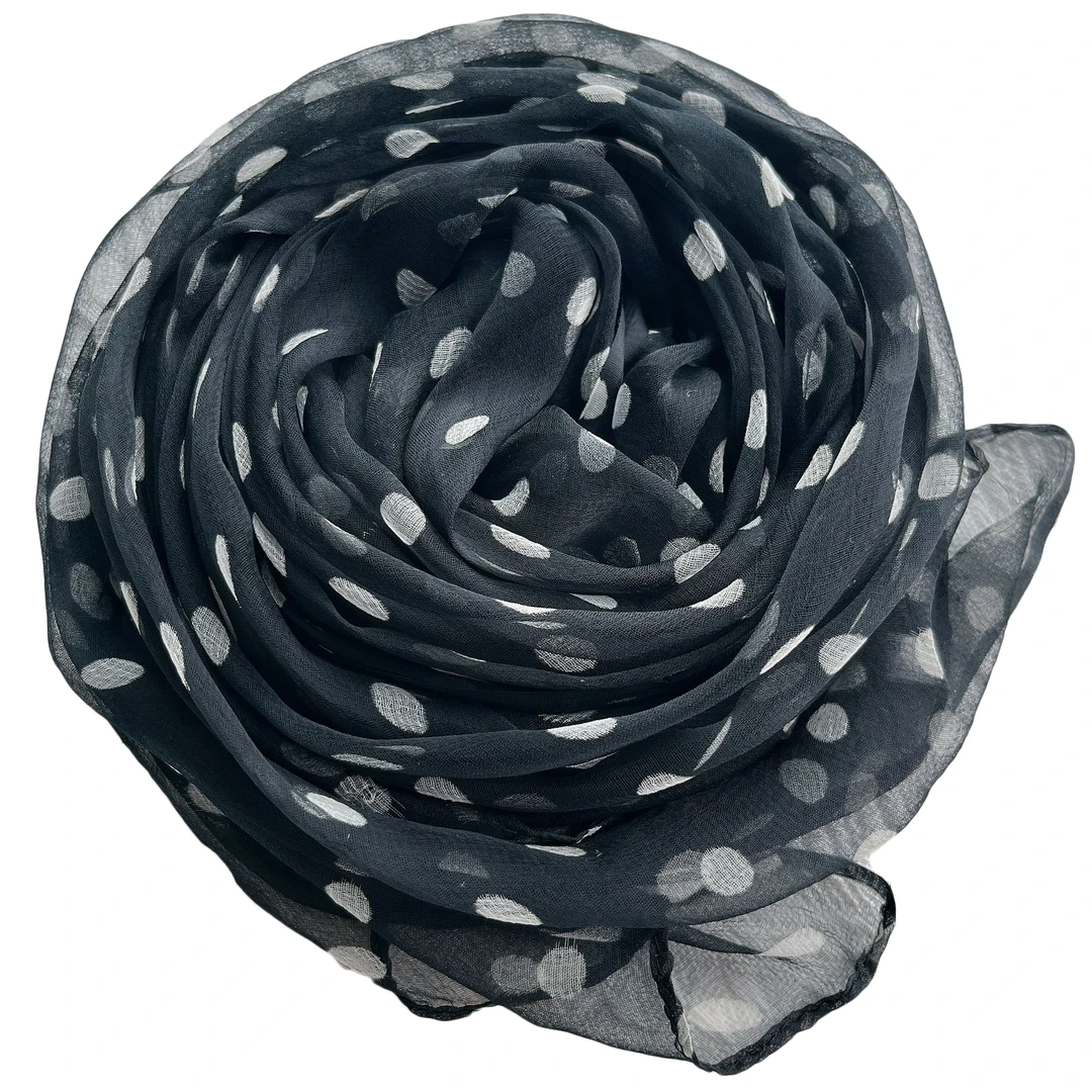 【黑色圆点】轻薄透气杭州桑蚕丝丝巾气质春秋时尚百搭女士薄款披肩