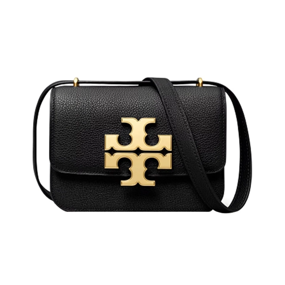 99新 TORY BURCH/汤丽柏琦 Eleanor荔枝纹皮革斜挎单肩包小号黑色