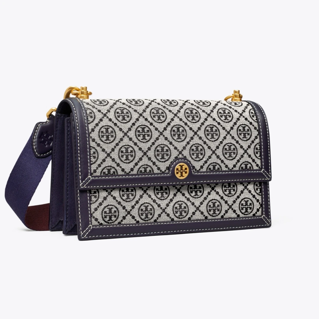 99新 TORY BURCH/汤丽柏琦 女士单肩斜挎老花风琴包