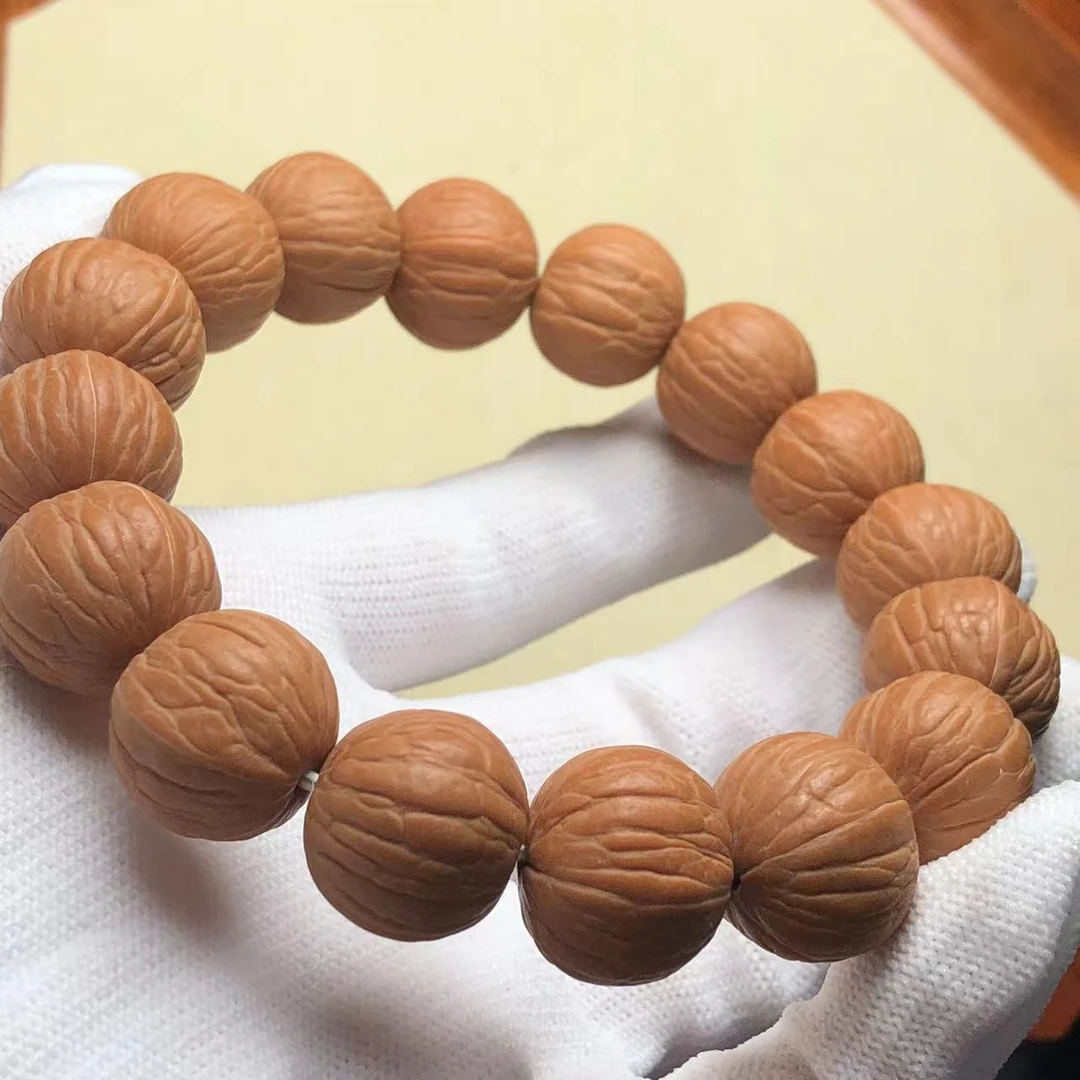 原皮原色聚宝盆猴头核桃手串16-17左右