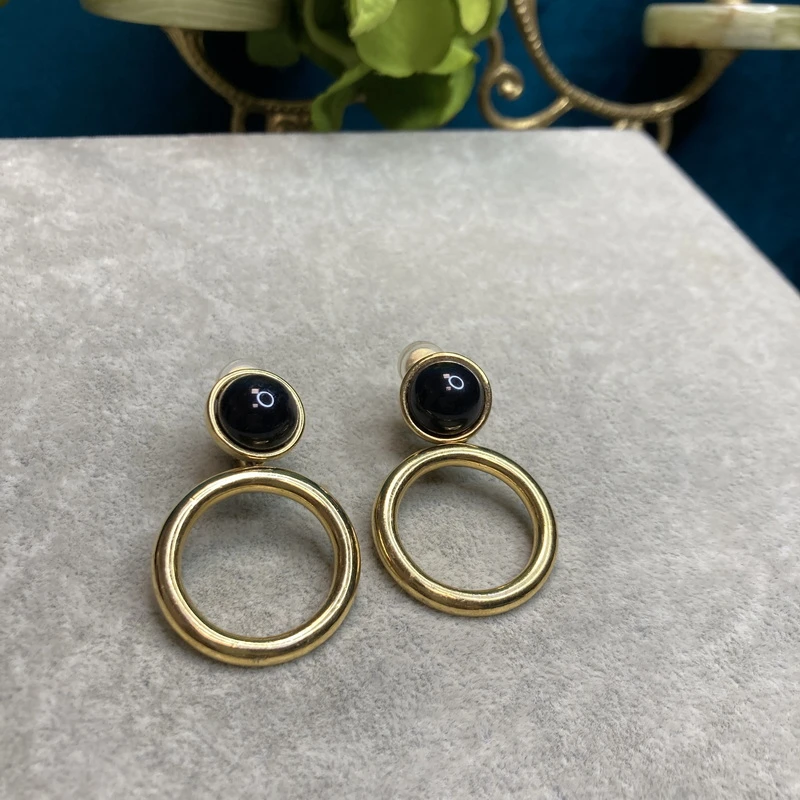 合金耳饰 monet黑金色圈圈耳环5-3【88031709-032】