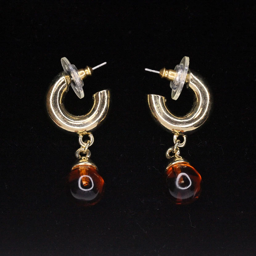 cabouchon琉璃C型耳针耳环【20230628QT2-093】