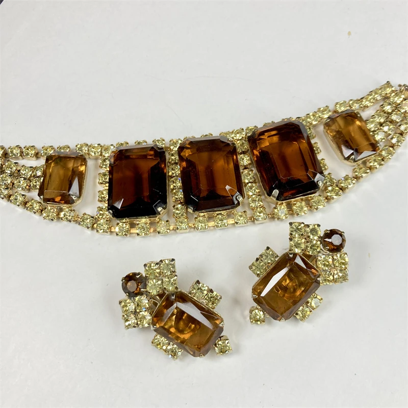 合金耳饰 咖色开背大 冰糖手链耳环套装1-12【20241029-029】