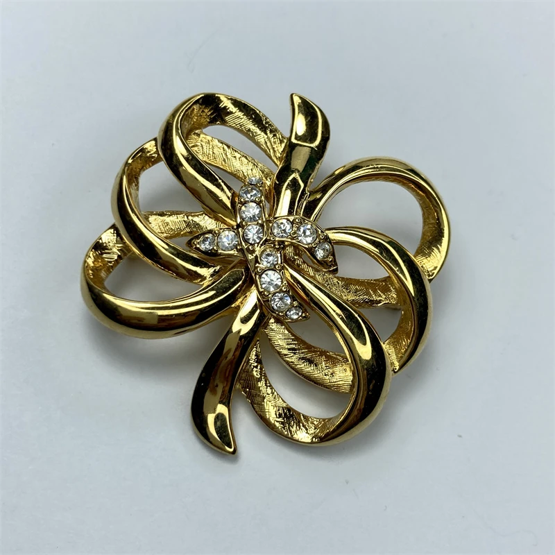 合金胸针 monet金色镶嵌莱茵石蝴蝶丝结胸针1-2【2061114-016】