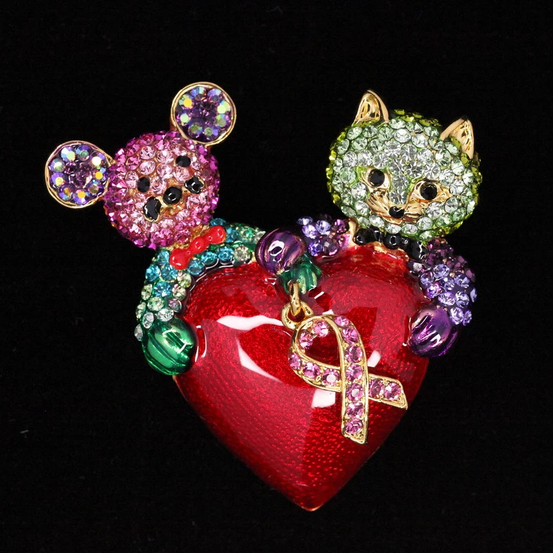 合金胸针 BW2000猫鼠爱心胸针2-4【405033-101】