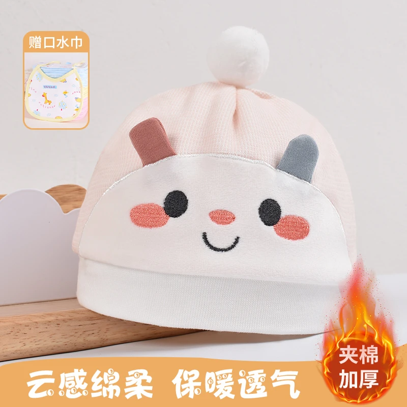 秋冬婴儿帽子纯棉初生婴幼儿宝宝护囟门加厚夹棉保暖新生儿胎帽