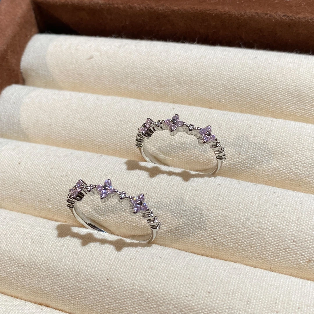 铜合金锆石戒指 精致小巧简约开口戒指 小众设计 叠戴百搭戒指