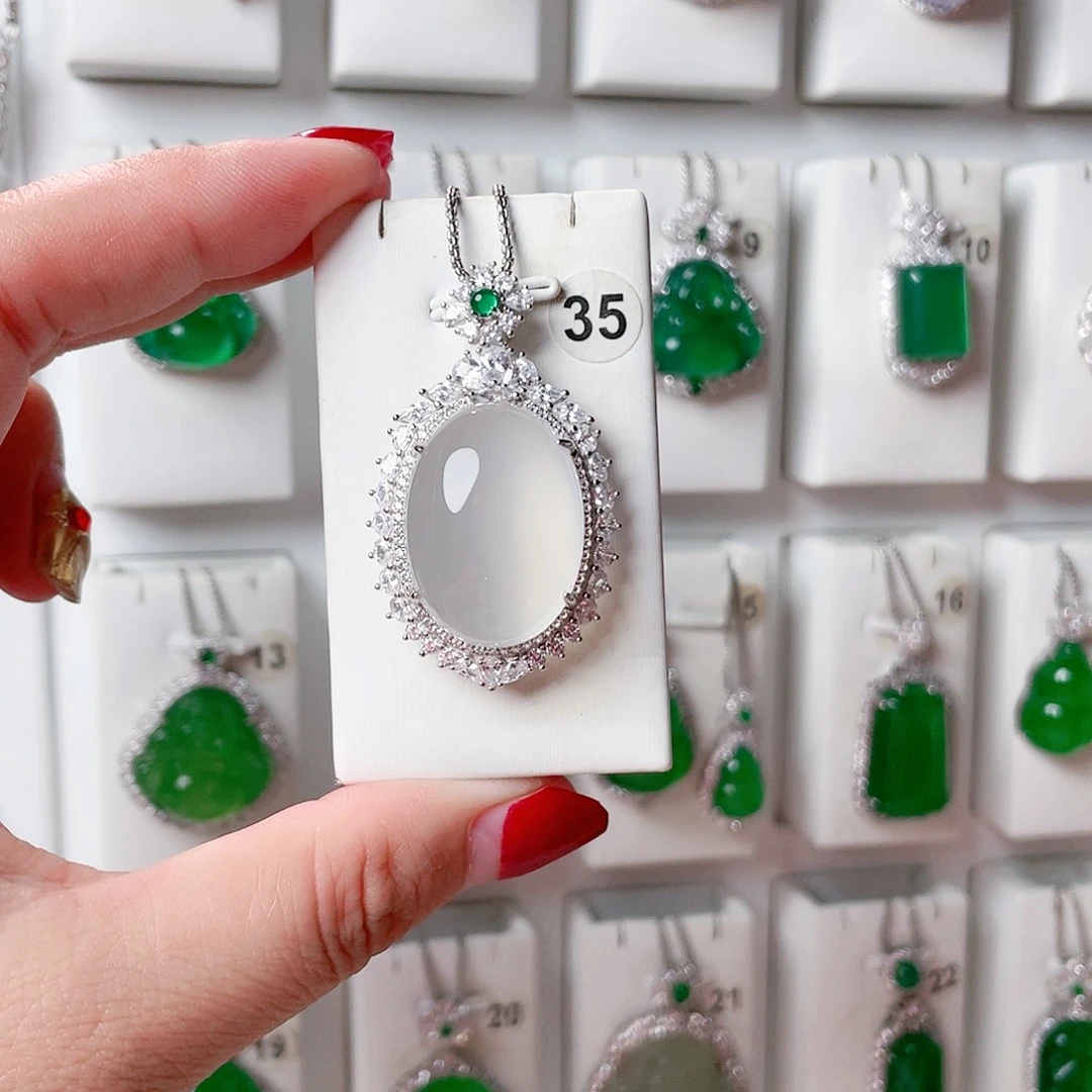 玛瑙/玉髓吊坠(赠链)银S925镶嵌