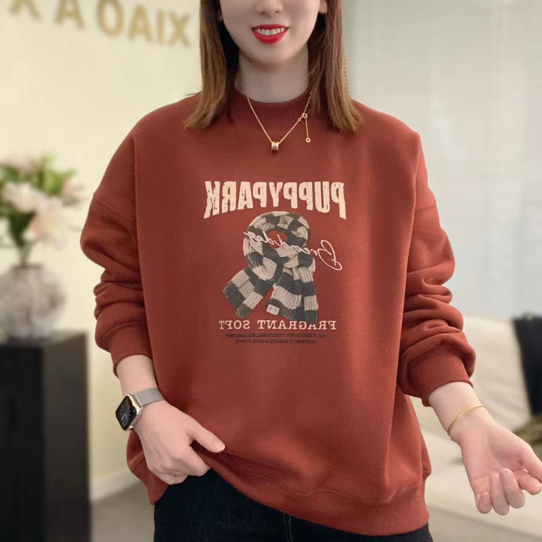 【加厚雪花绒】围巾2024秋冬新款韩版宽松显瘦休闲百搭时尚卫衣女士