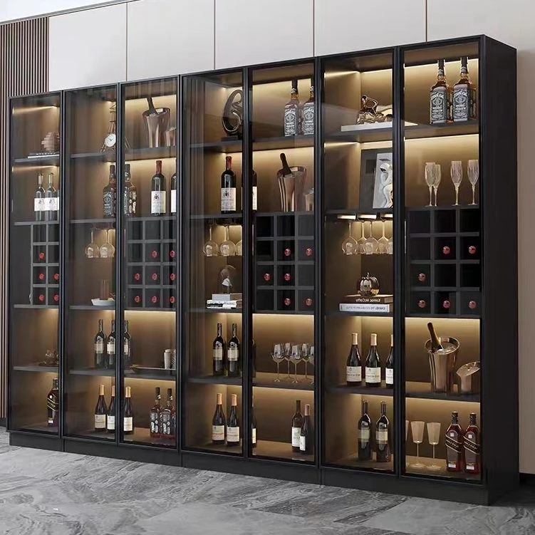 轻奢酒柜现代简约靠墙客厅柜子小型高档家用一体柜大气玻璃展示柜
