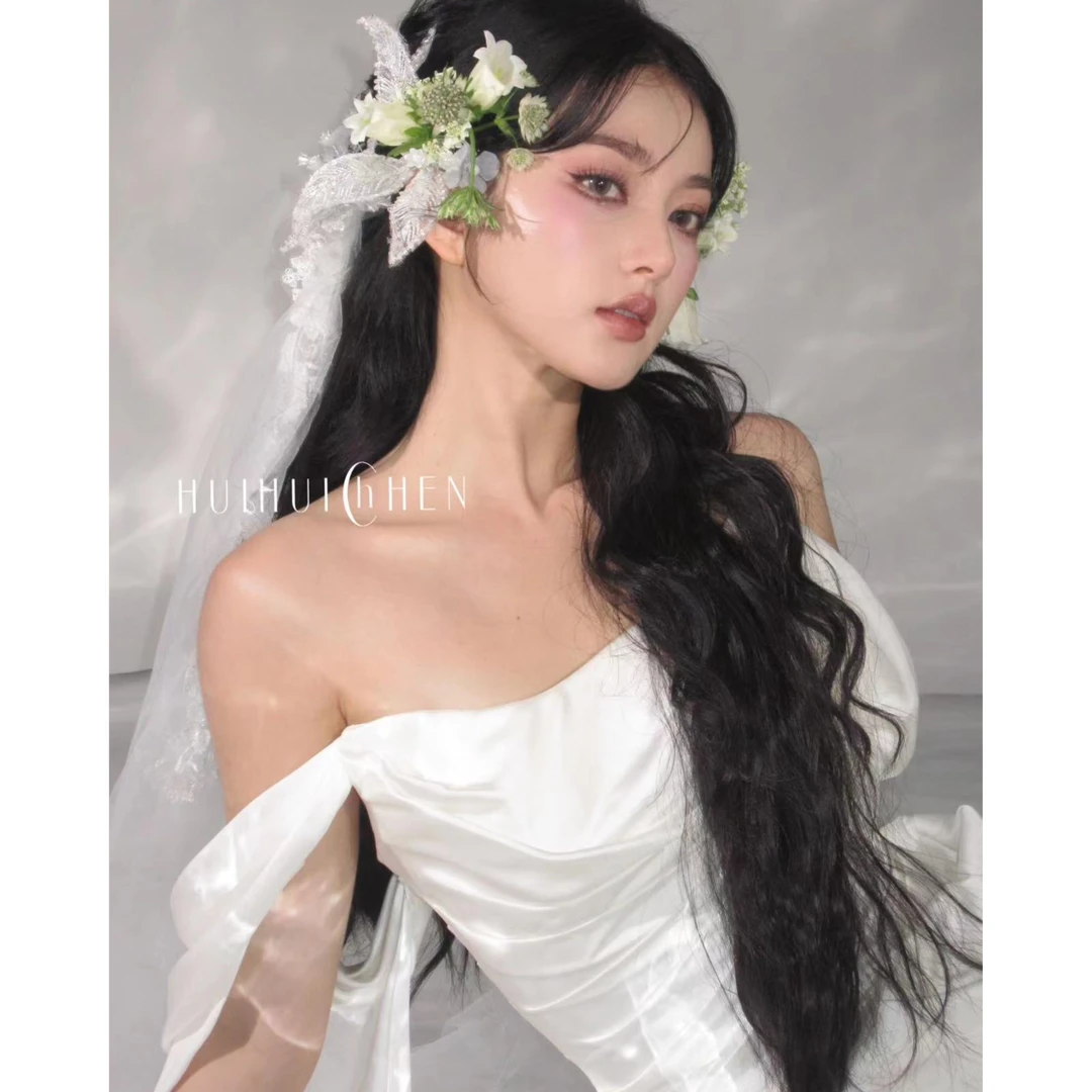 惠惠陈 梨花海棠边夹 婚纱复古流苏新娘唯美气质时尚仙白色法式