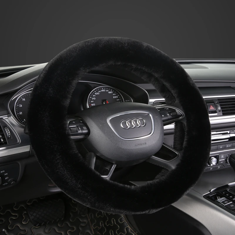 汽车方向盘套秋冬天兔毛保暖毛绒套防滑通用方向盘套把套