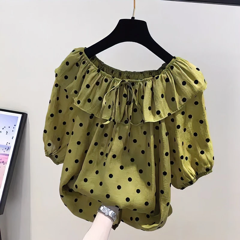 设计感波点短袖t恤女夏舒适新款大码宽松上衣漂亮洋气遮肚子小衫