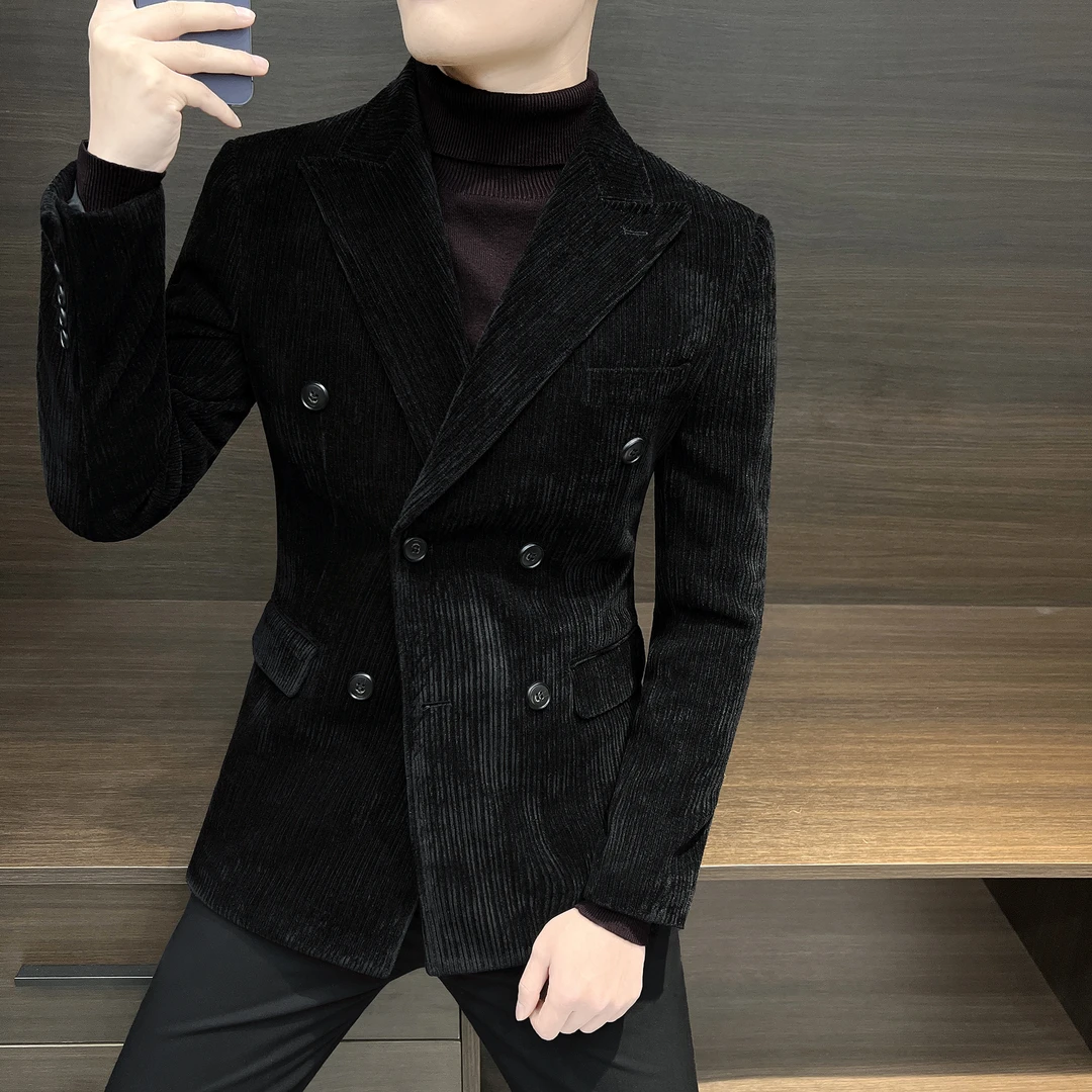 雪尼尔休闲西装外套男痞帅高级感男装秋季小西服男款爆款2025新款