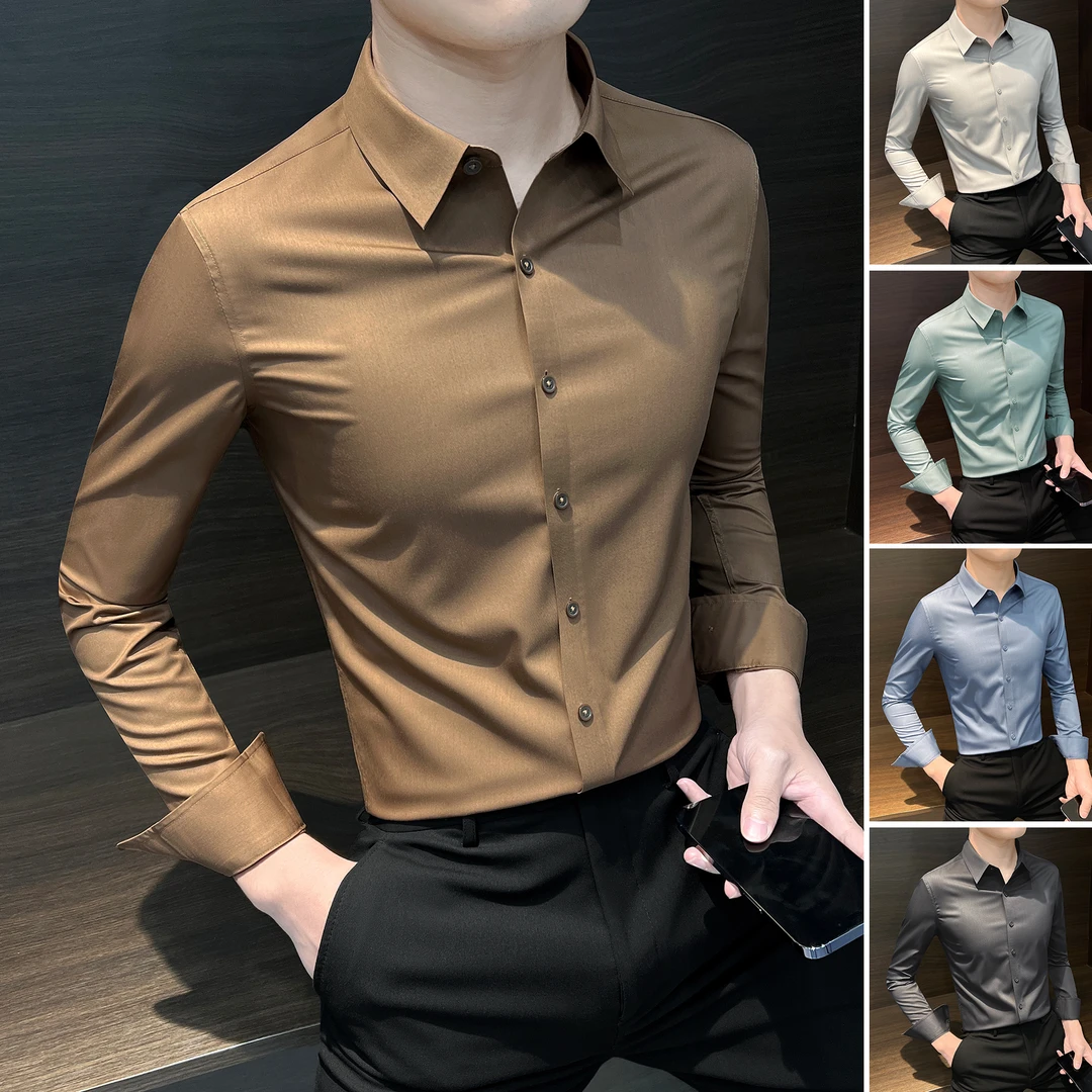 黑科技三防衬衫男款长袖高级感商务休闲男装2025新款男士痞帅衬衣