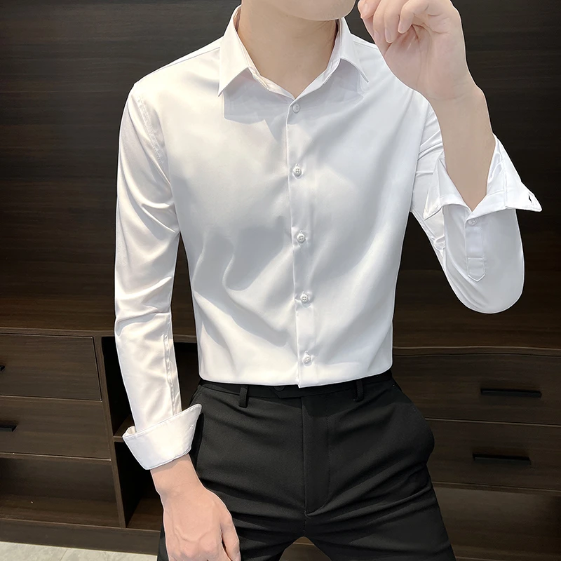 男士衬衫长袖2025新款爆款轻奢商务衣服男装高级感修身衬衣男秋装