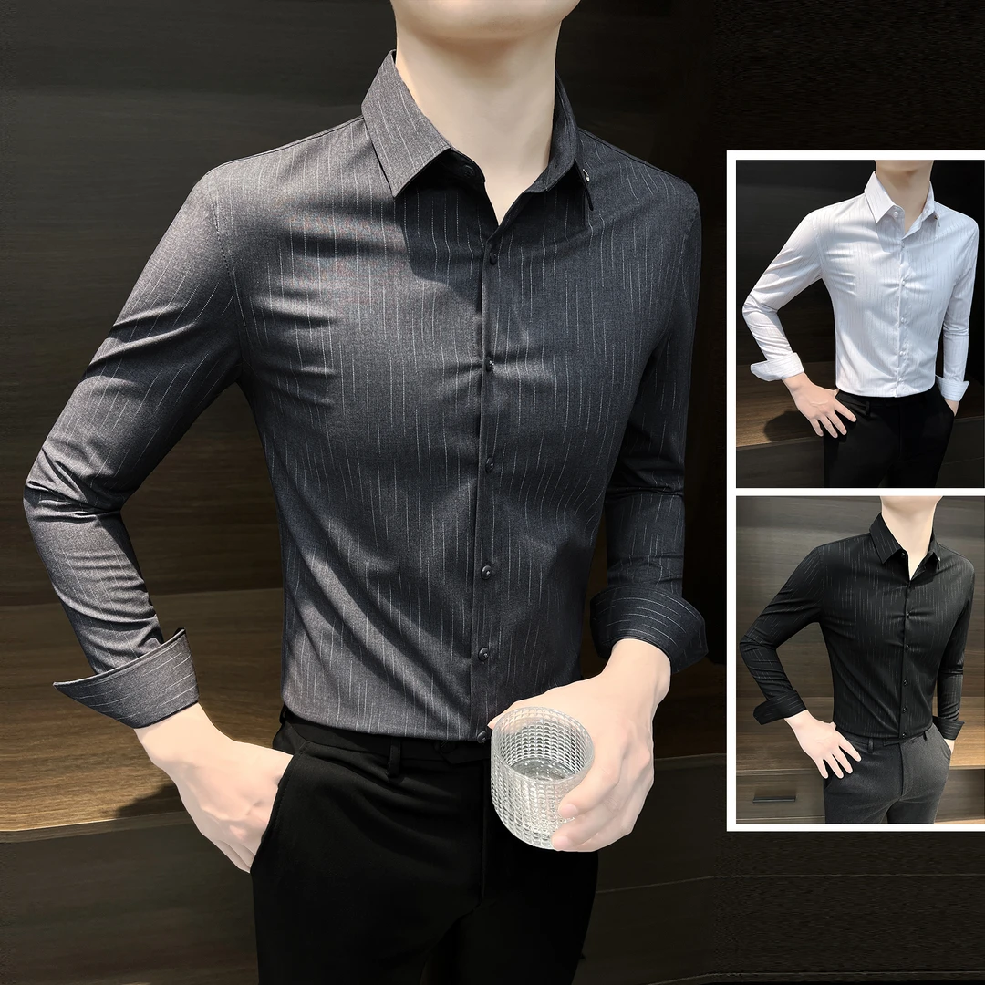 条纹男士衬衫爆款2025新款痞帅高级感男装高贵上档次衬衣男款长袖