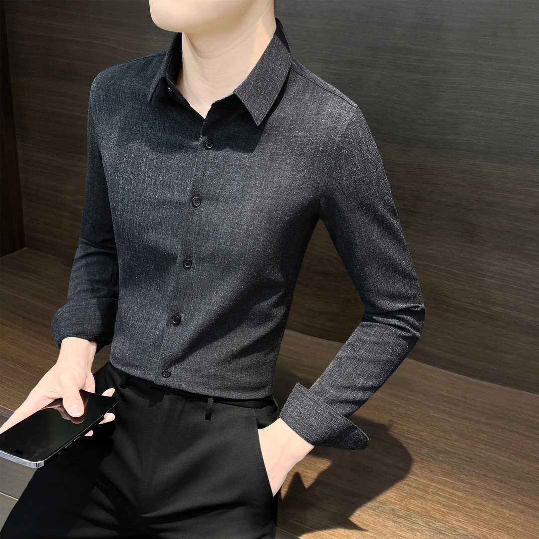 磨毛男士衬衫长袖2025新款爆款高贵上档次衬衣痞帅高级感商务男装