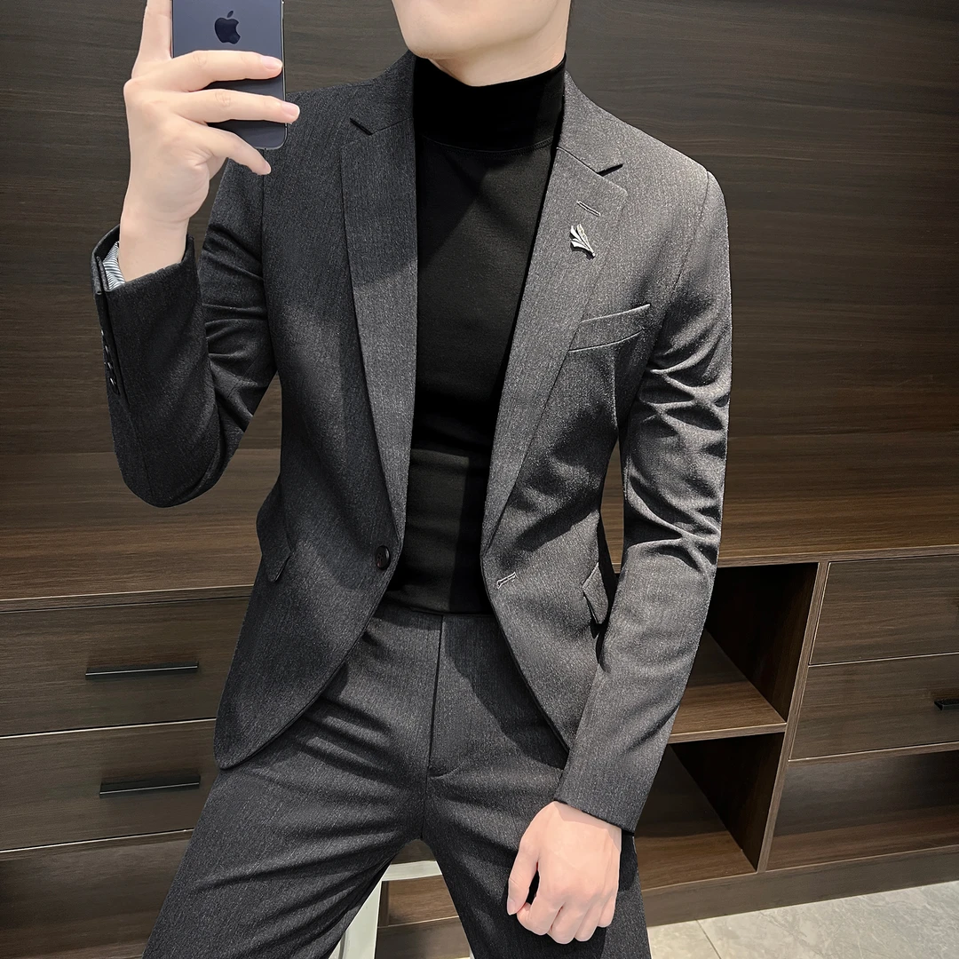 休闲男士西服外套2025新款爆款高级感男装修身小西装男款商务正装