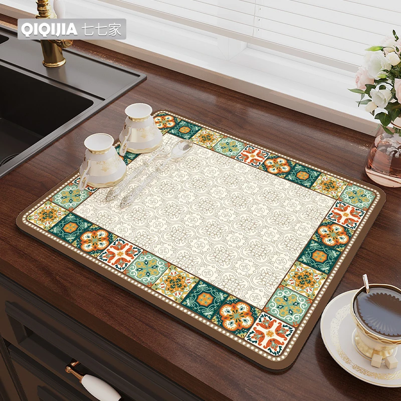 防水厨房沥水垫餐具晚盘餐垫控水垫吧台垫桌面茶杯垫台面吸水垫子