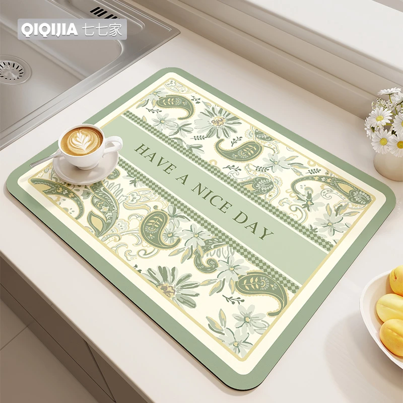 厨房台面沥水垫薄荷曼波风隔热餐桌垫家用防油吸水免洗茶桌垫子