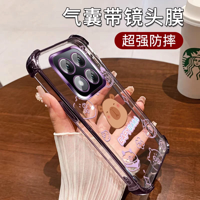 新款适用红米note14pro+手机壳四角防摔气囊14PRO全包镜头膜 创意