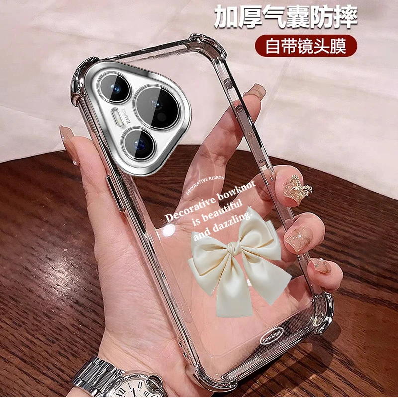 新款适用华为pura70手机壳女四角防摔P70PRO+气囊全包 自带镜头膜