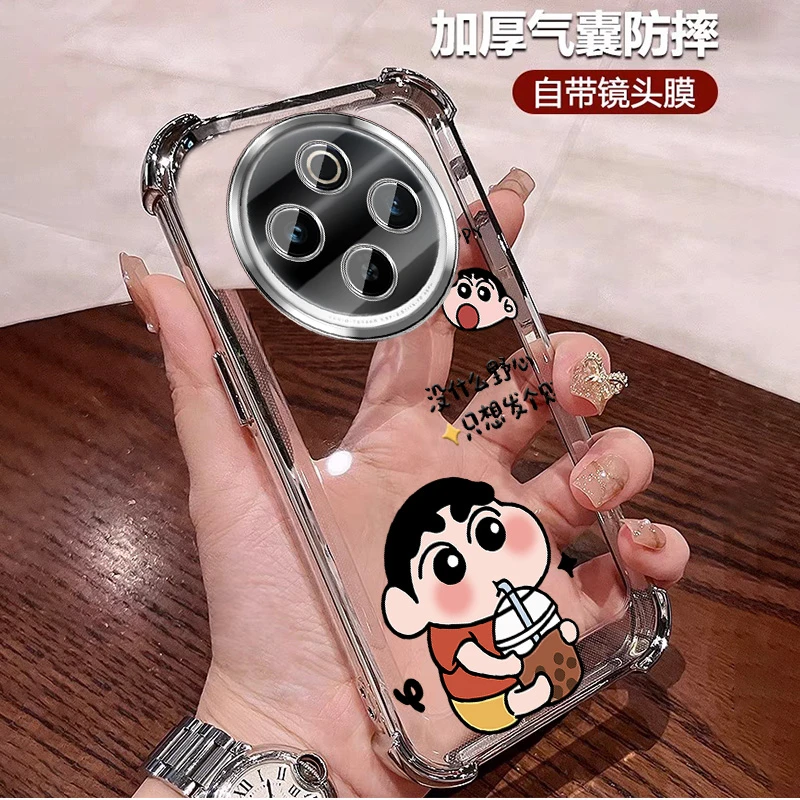 适用vivoy300pro手机壳女款四角防摔保护套透明ins创意全包镜头膜