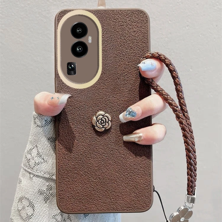 山茶花皮纹适用opporeno10手机壳女款reno10pro软硅胶reno10pro+