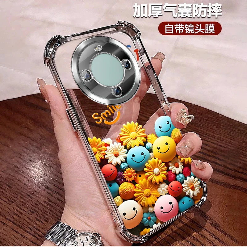 自带镜头膜适用华为畅享70X手机壳可爱女款笑脸趣味防摔透明硅胶