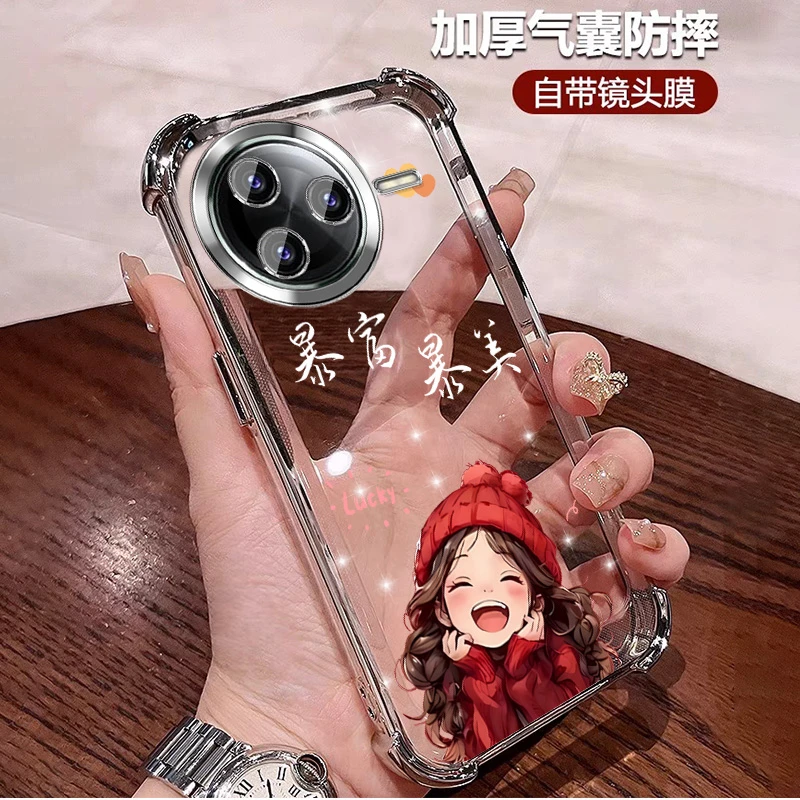 适用小米Civi5pro手机壳透明气囊硅胶防摔公主风全包带镜头膜可爱
