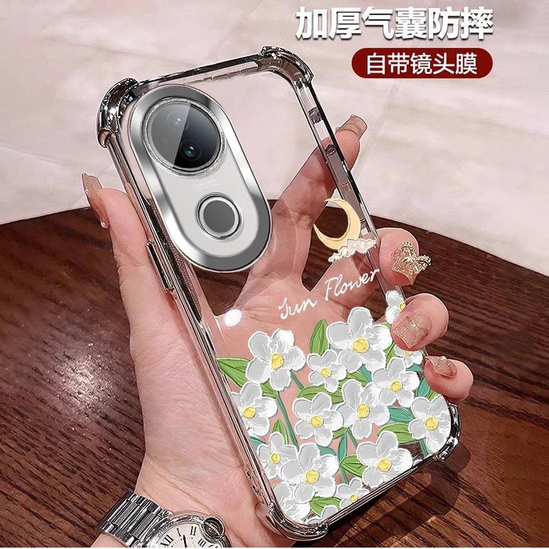 自带镜头膜适用vivos20手机壳四角防摔S20Pro小清新全包 花朵女士