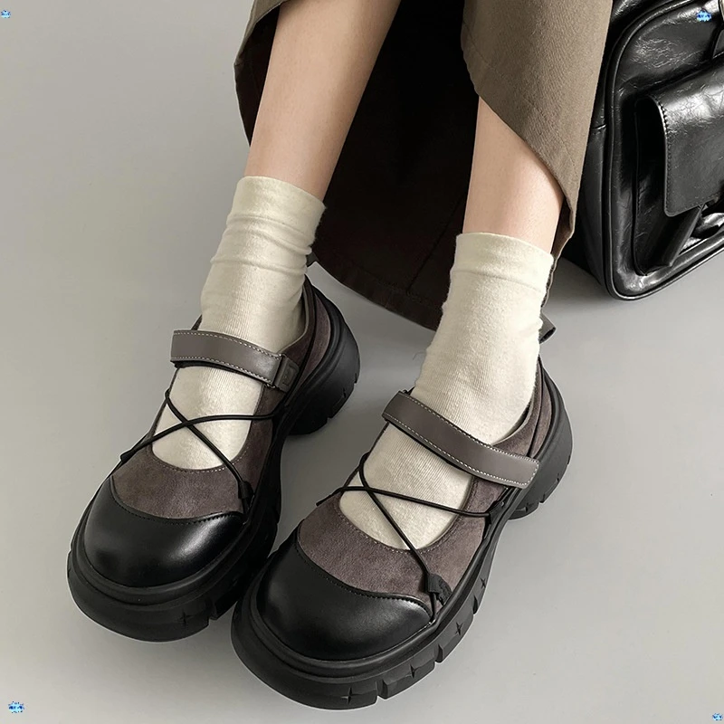 黑色圆头复古增高厚底玛丽珍鞋女2025新款法式甜粉增高玛丽珍单鞋