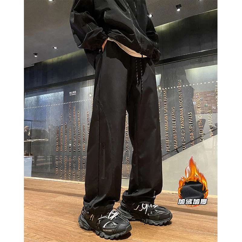 美式机能vibe冲锋裤男款潮流秋冬加绒加厚裤子户外防风直筒工装裤