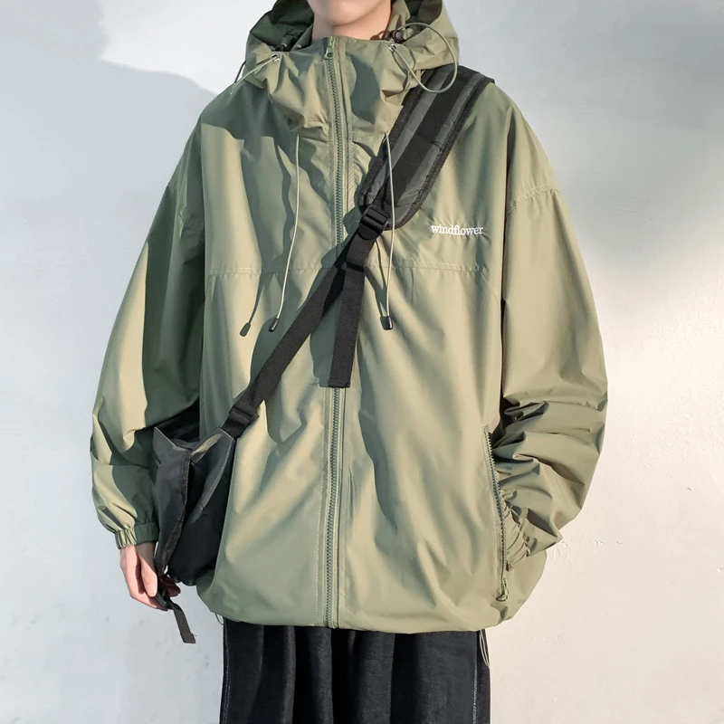 美式vintage冲锋衣外套男女春秋潮牌户外防风百搭情侣登山服夹克
