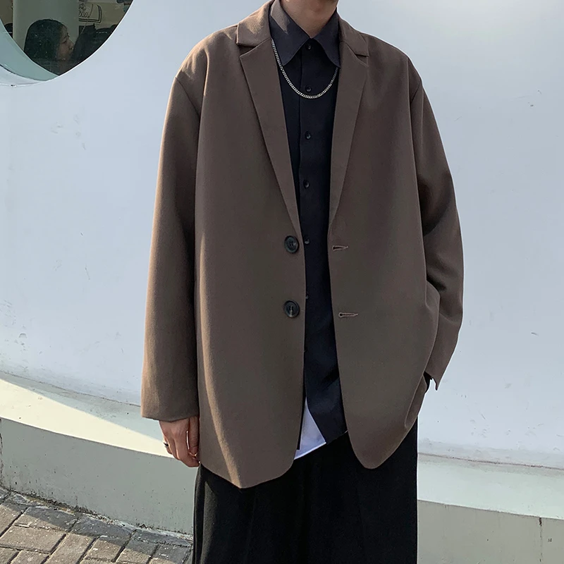 休闲西装外套男士春季新款宽松休闲上衣情侣款男生纯色痞帅小西服