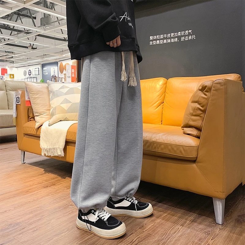 羊羔绒卫裤男士秋冬季加绒加厚保暖休闲裤青少年大码宽松运动裤子