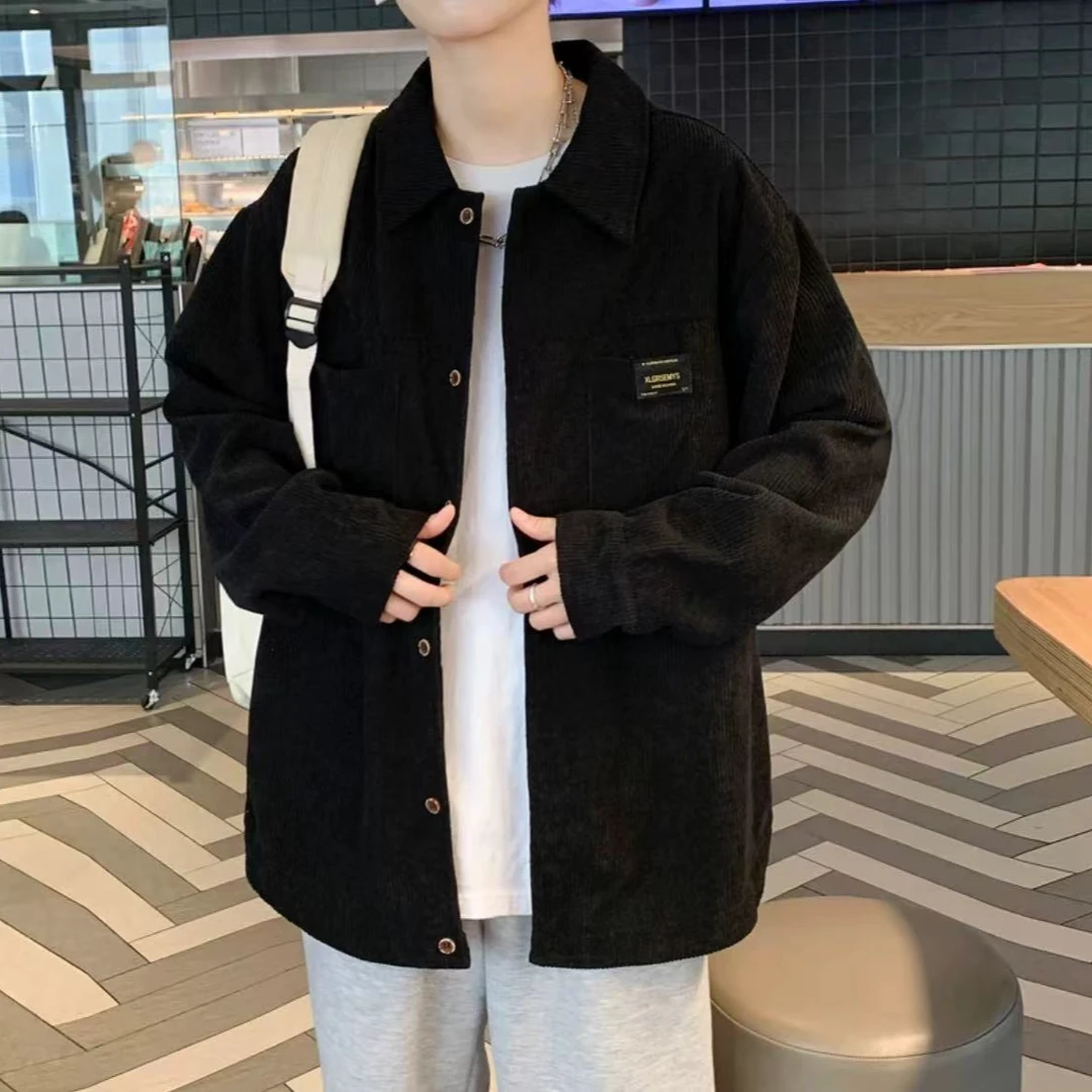 灯芯绒长袖衬衫外套男春秋季薄款2024新款衬衣港风潮牌休闲上衣服