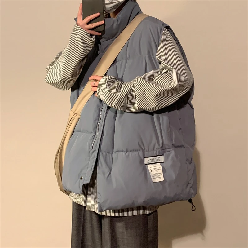 oversize马甲男款冬季加厚保暖棉衣背心美式坎肩马夹男士潮牌大码