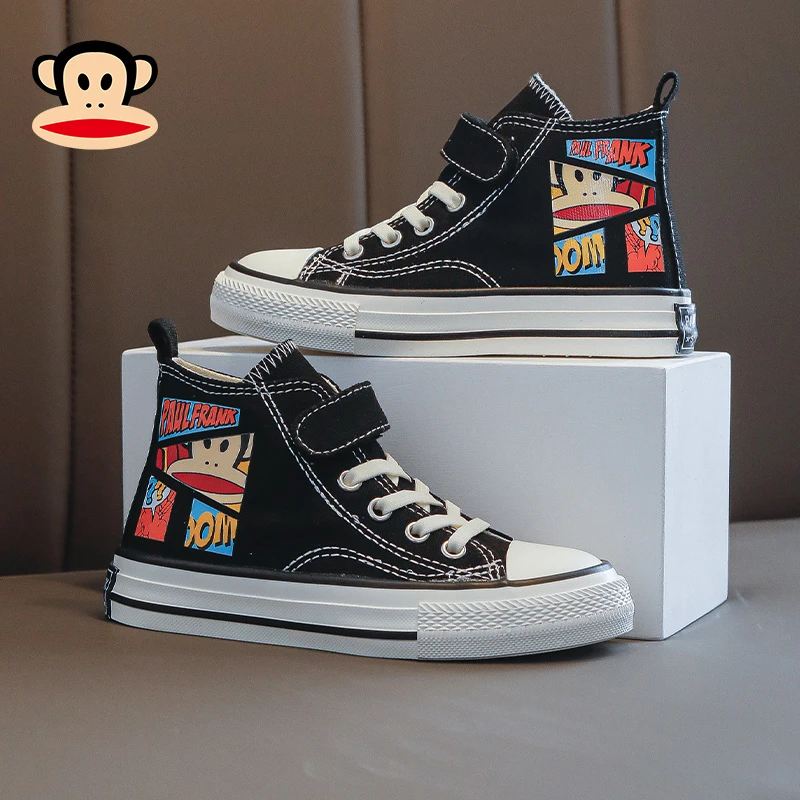 paul frank/大嘴猴男童高帮帆布鞋新款布鞋小孩春秋款儿童运动鞋