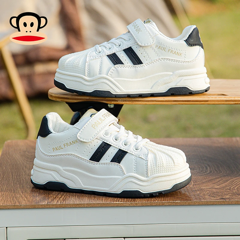 paul frank/大嘴猴儿童白色板鞋男款2025新款爆款男大童贝壳头鞋