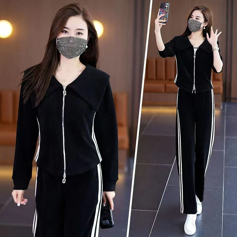 200斤胖mm春秋季大码女装休闲套装宽松显瘦百搭减龄运动服两件套