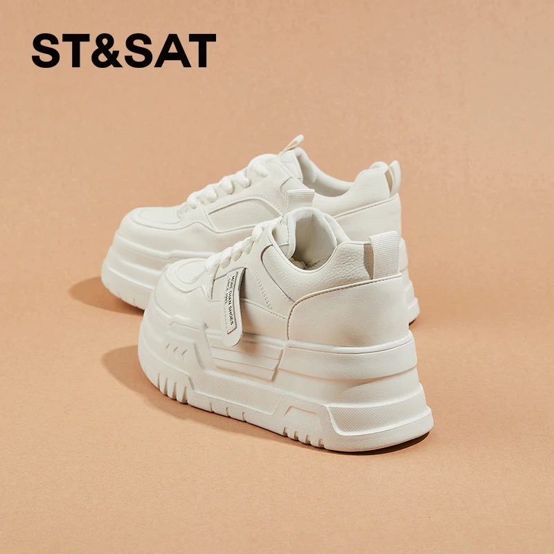 星期六2025秋季新款小白鞋增高老爹鞋复古休闲板鞋百搭松糕鞋女鞋
