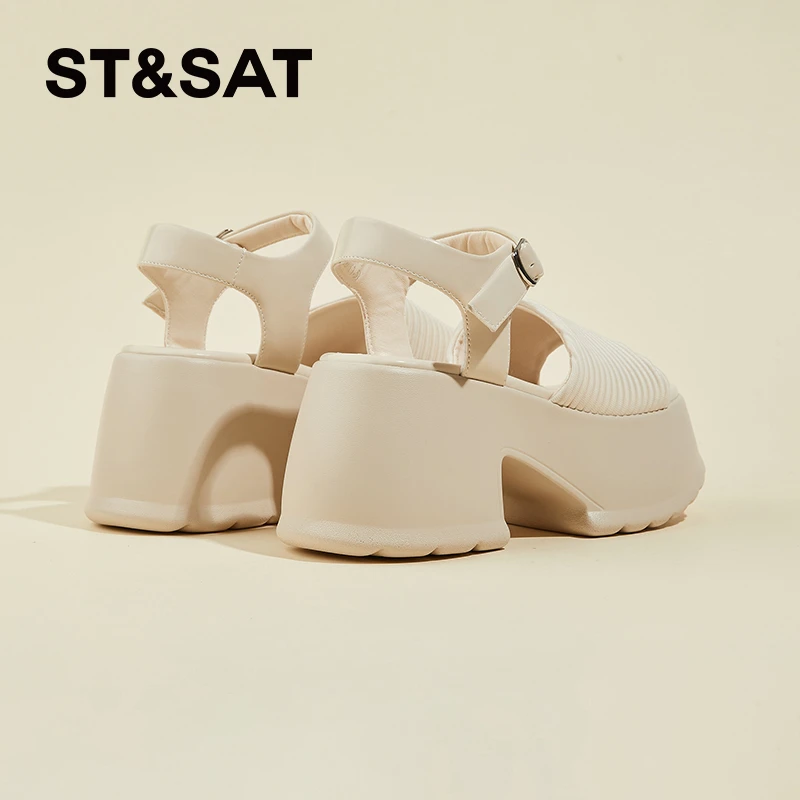 星期六罗马凉鞋女2025新款夏季厚底小个子增高松糕底时装休闲女鞋