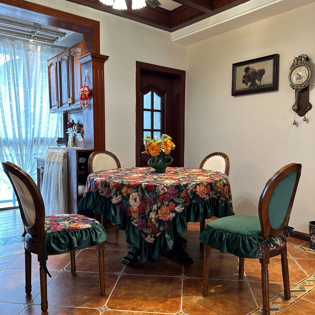 复古花卉荷叶边餐桌布圆形餐桌布长方形餐桌布夏季空调被四件套