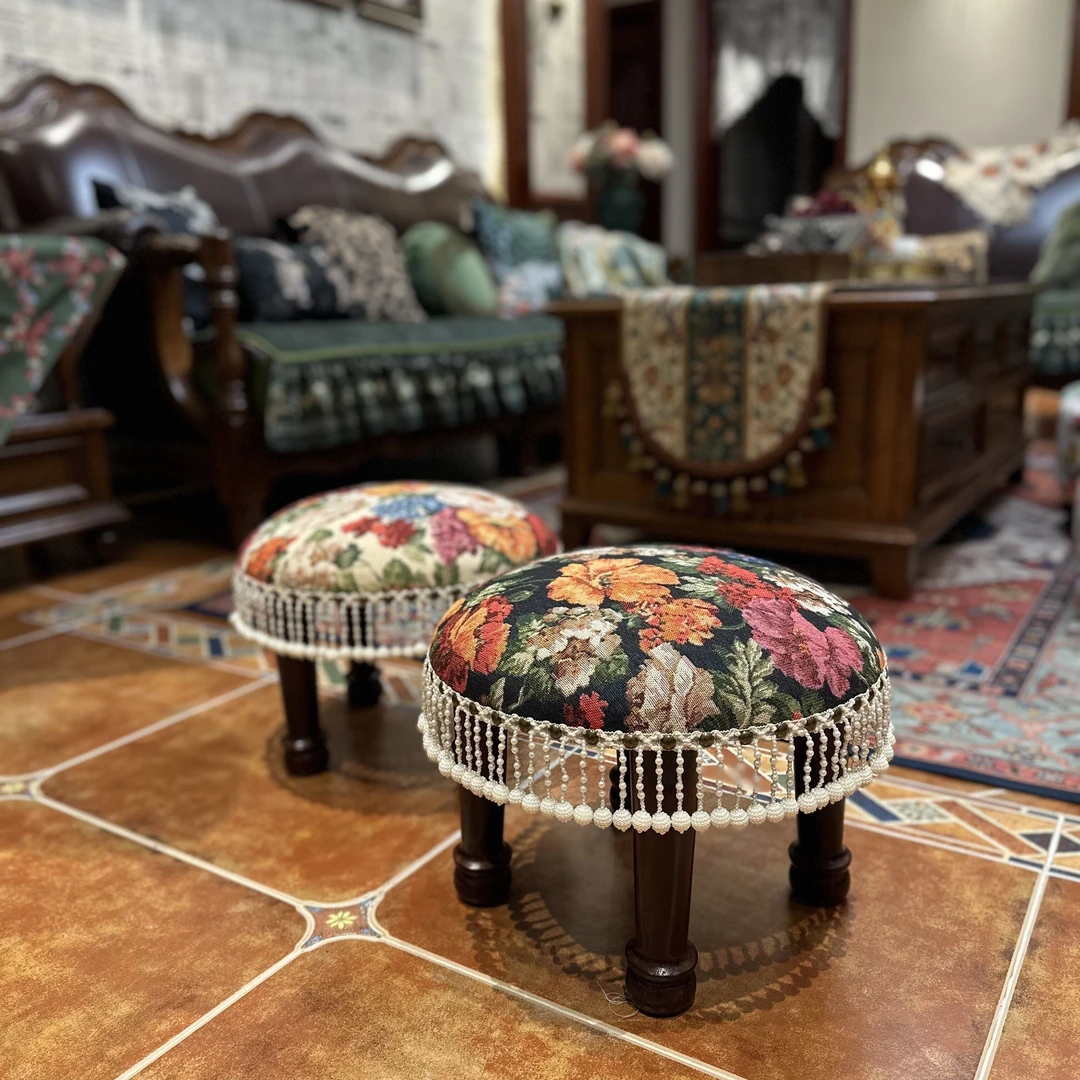 美式风格波西米亚民族风布艺小凳子家用换鞋凳外贸出口板凳小椅子